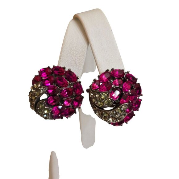 Alfred Philippe Trifari Rare Diamonte Flower Brooch & Clip-On Earrings Set - Picture 5 of 13